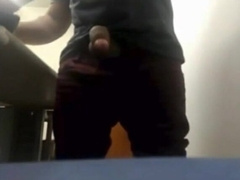 Latin Parent Faps His Good-sized Uncircumcised Fuckpole at Work