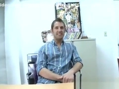 Homosexual strips naked at a gay casting