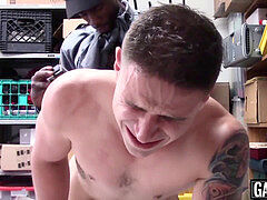 super hot tatted thief gets barebacked by officers huge black beef whistle
