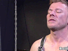 tethered victim doggystyled by dom master in cage