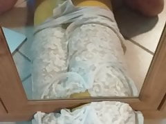 Jerking on wife's lingerie
