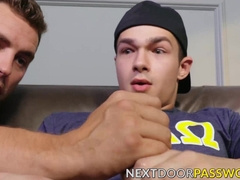 Hottie Jayden Marcos deepthroats the hard dick of Carter Woods before giving him a ha