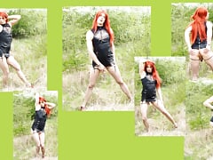Sexy Redhead Crossdresser is teasing and pissing