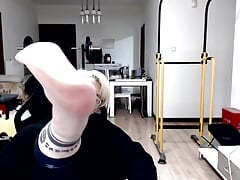 Asian Muscle stud smelly feet and crusty sweaty toe jam horny stockings JOI