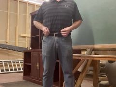 Strip, Walk, and Cum in Storage Room at Work