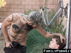 FamilyPornSite.com - Hillbilly's wet beef whistle in delinquent son-in-law's rump