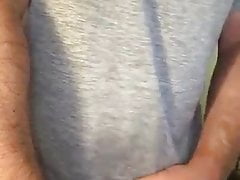 Muscle bear tops off his protein shake
