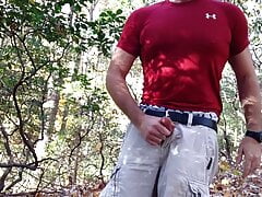 Public Beating Off in the Bushes Again. Intense Jerk and Cum