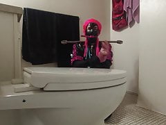 Sissy Maid Cleaning Toilet in Bondage