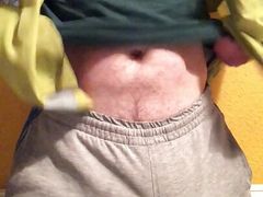 Scally builder shows big bulge, ginger pubes & hard uncut dick
