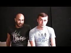 Two Young Guys Fuck Themselves With Dildos On A Pole