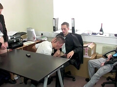 Office lads share group sex perversions in a hot foursome