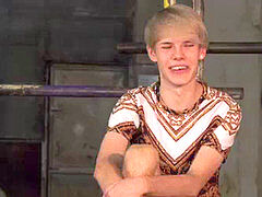 Blonde skinny twink roped up and waxed by his imperious tormentor