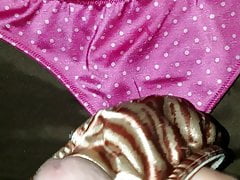 Unloading on a new satin thong I just got
