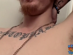 Inked heterosexual thug Kenneth Slayer jacks and shoots a load