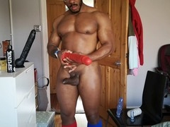 UK gay guy indulges in some solo anal fun with a huge black dildo