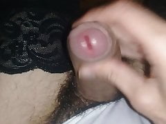 White panties crossdresser handjob hard cock