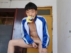 Adorable Asian guys engage in intimate solo sessions in a charming abandoned mansion