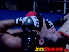 Trainer Luca Ciccone joins in a hot steamy trio tormenting with a twink sub