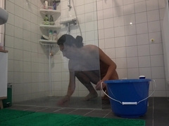Fellow cleaning bare