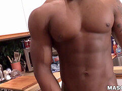 beefy black alpha masculine wanks his BBC solo