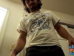 Handsome straight thug Bam cums after solo masturbation