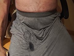 cum trough long grey skirt