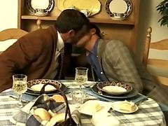 Classic diner and gay anal for homosexual couple