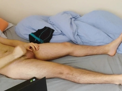 Round wooly teenager having a quarantine morning masturbate and jizzing