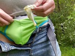 Jerking in a park with used condom from cruising area