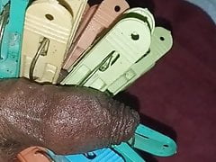 Squeeze my small balls and huge Dildo in my ass