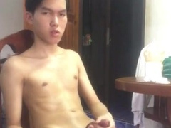 Ultra-Kinky man draining off his curved man rod and pour out mighty cumsot