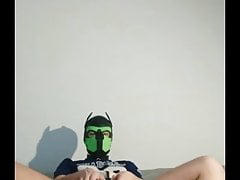 Pup is frustrated for wearing a cock cage