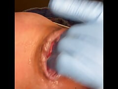 StaceyLovesAnal fingering and huge dildo
