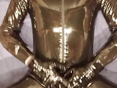 Tight latex suit with mask