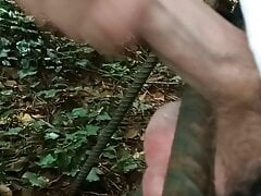 Stuck balls in forest and cum
