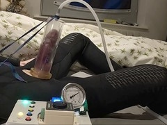 intense cock pump session with toy pup