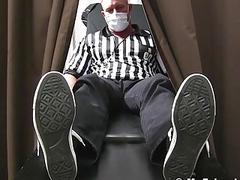 Hunk coach toe licking massage