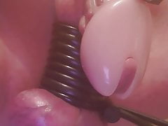 Chastity slave gets fried balls