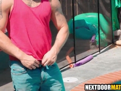 Batty man orgy with pool stud