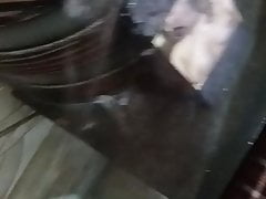 Cumshot on tits of milf