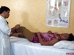 Asian enema twunk fingered before barebacked by doctor