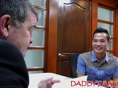 Job interview with a cute Asian twink who loves bareback sex
