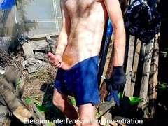 Country hetero boy saws meatpipe with an bulge in his trousers and determines to fap