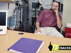 Bearded faggot stud gets his dark butt-hole wrecked by mischievous director