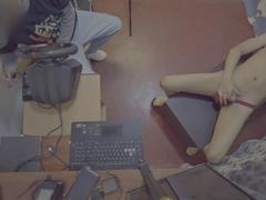 Voyeur catches big dick gay action with the repair guy and his straight best friend