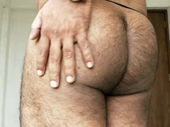 Stud milking in gorgeous panty flashing his large bouncy rump super-fucking-hot culo