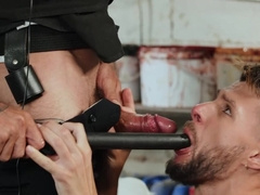 Horny cop gags naked male ahead of fucking his ass