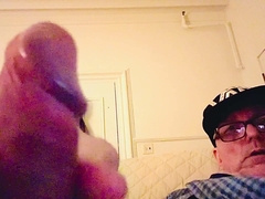 Grandfather jacks his fat wood and ejaculates.