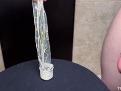 FILLING CONDOM WITH BIG LOAD AND PRECUM